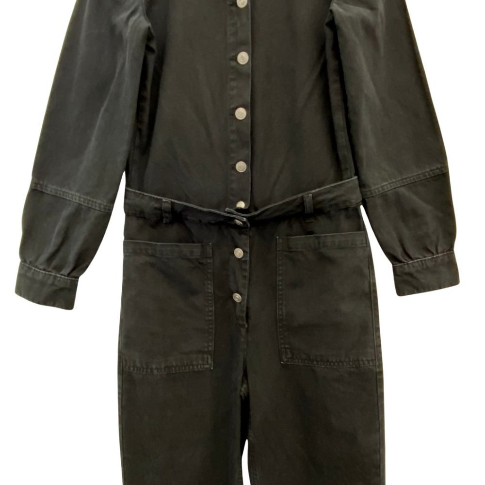 BA&SH Valentine Ruffled Black Denim Jumpsuit NWT - Picture 3 of 8